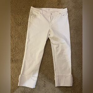 Ann Taylor Loft Size 14 Raw Hem White Jeans